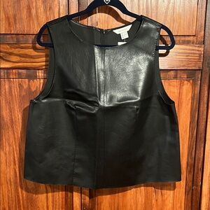 NWT H&M Black Sleeveless Faux Leather Top